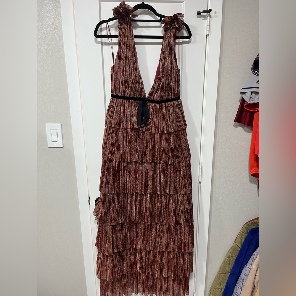 Red + Metallic Sparkle Dress